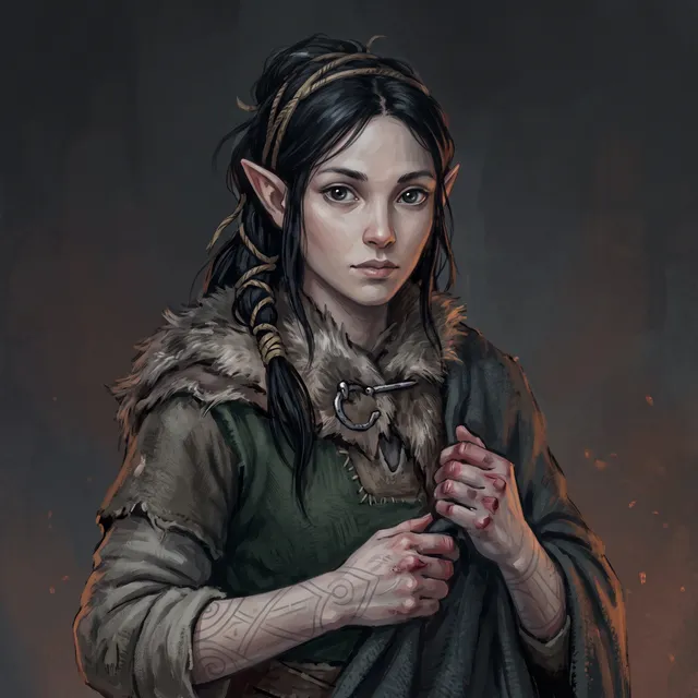 Aelis Fen, hedge-witch's apprentice, elf